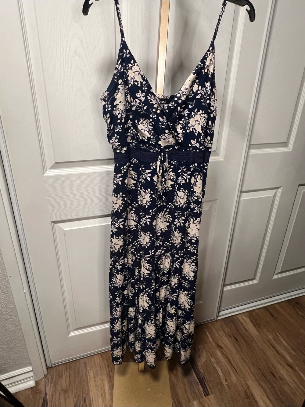 Trixxi Navy Maxi Dress with Cream Floral Print